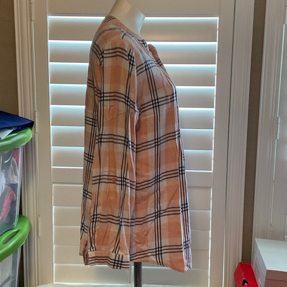 Cato Peach and Black Plaid Button Down Shirt - Picture 3 of 9